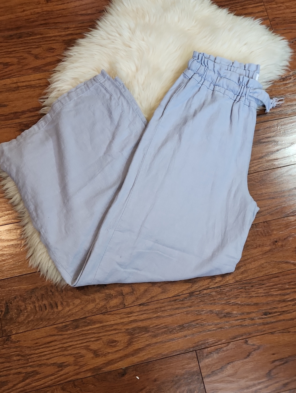 Vanilla Star Light Blue Pallazo Linen Pants